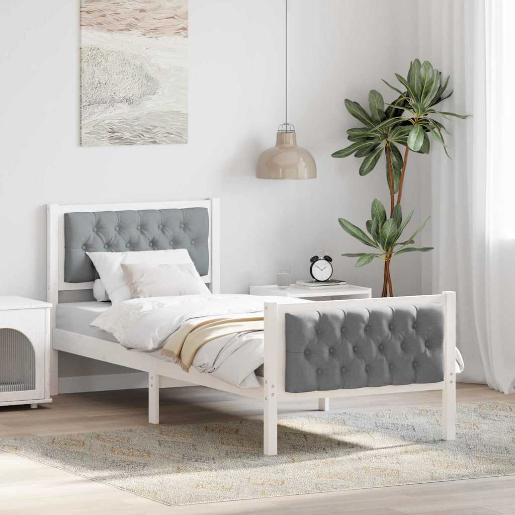 Cadre de lit avec tête de lit Gris clair 80 x 200 cm Pin massif - XIOS