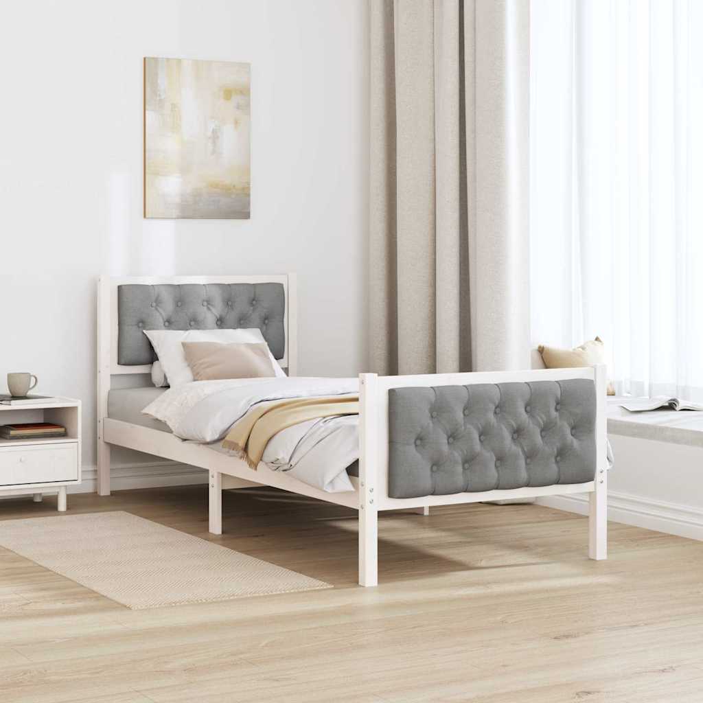 Cadre de lit avec tête de lit Gris clair 80 x 200 cm Pin massif - XIOS