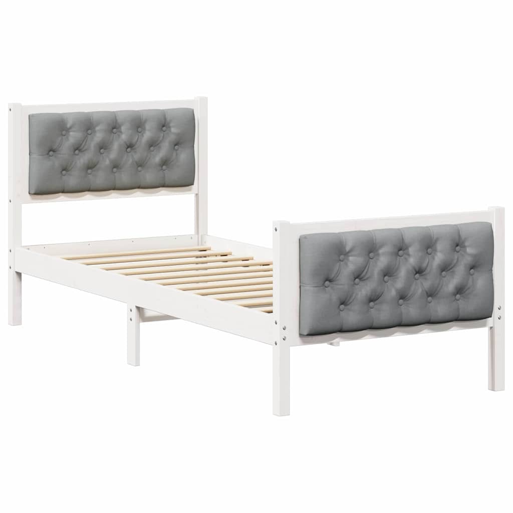 Cadre de lit avec tête de lit Gris clair 80 x 200 cm Pin massif - XIOS