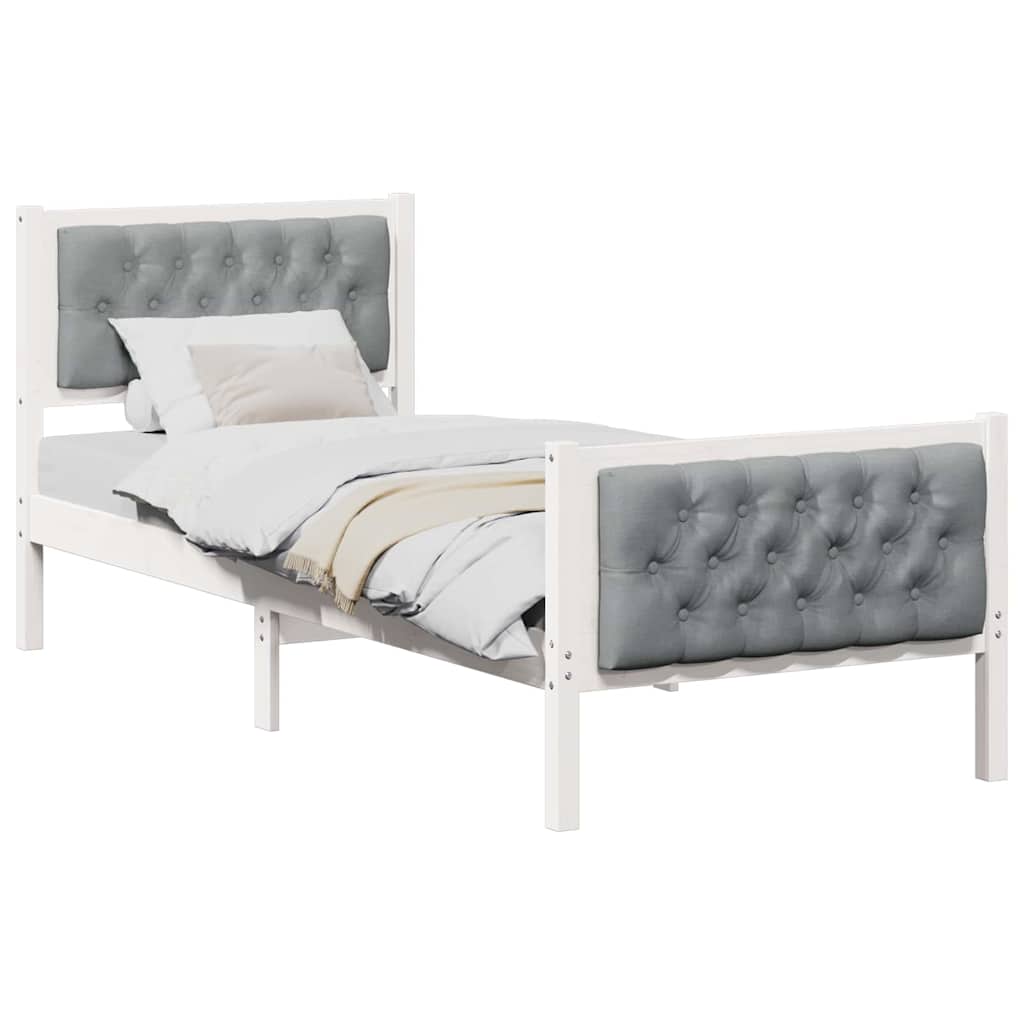 Cadre de lit avec tête de lit Gris clair 80 x 200 cm Pin massif - XIOS