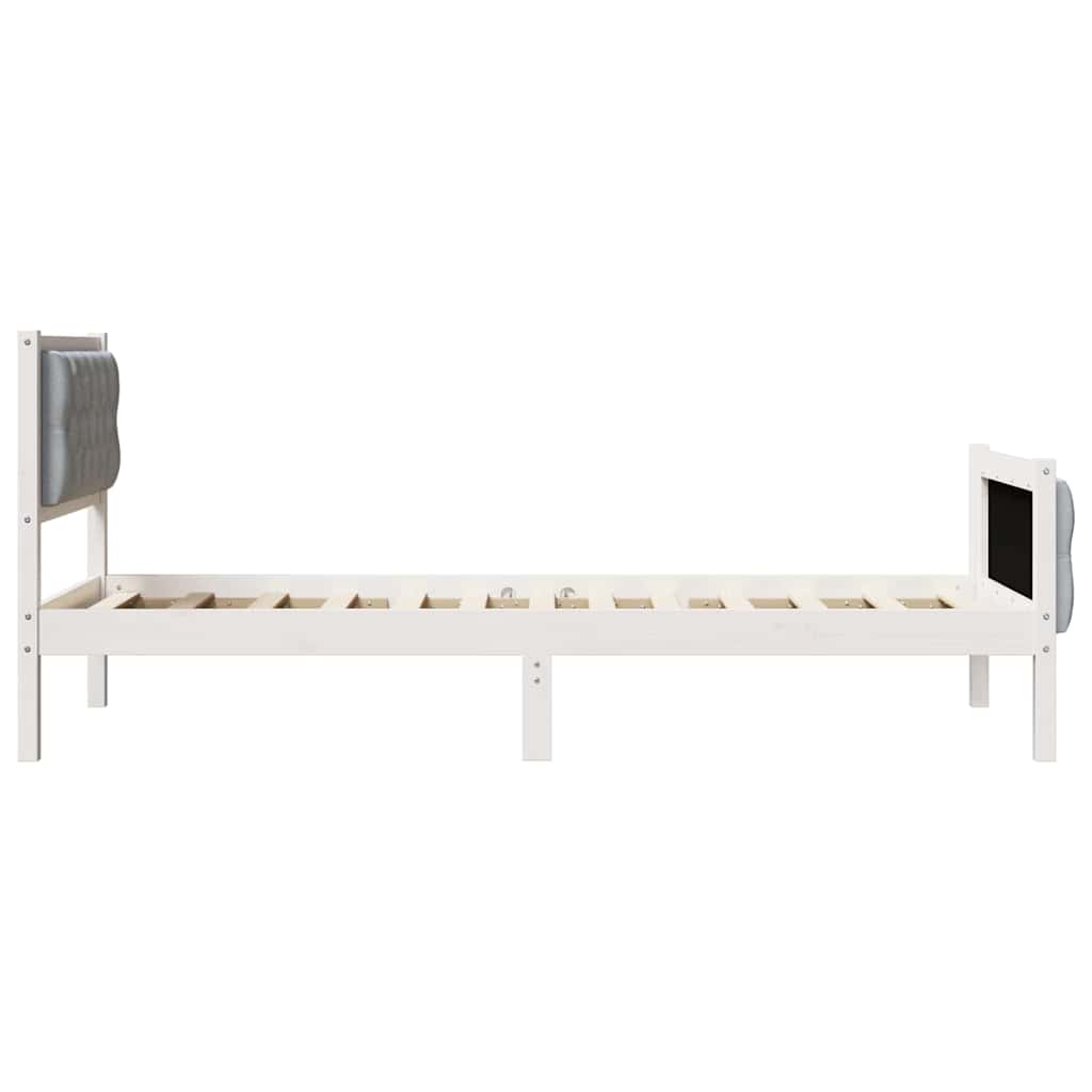 Cadre de lit avec tête de lit Gris clair 80 x 200 cm Pin massif - XIOS
