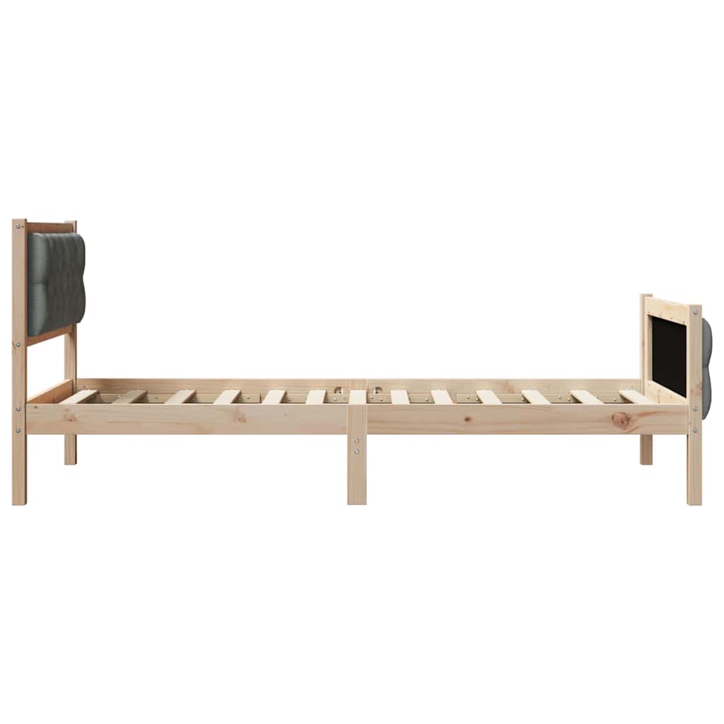 Cadre de lit avec tête de lit Gris foncé 90 x 190 cm Pin massif - XIOS