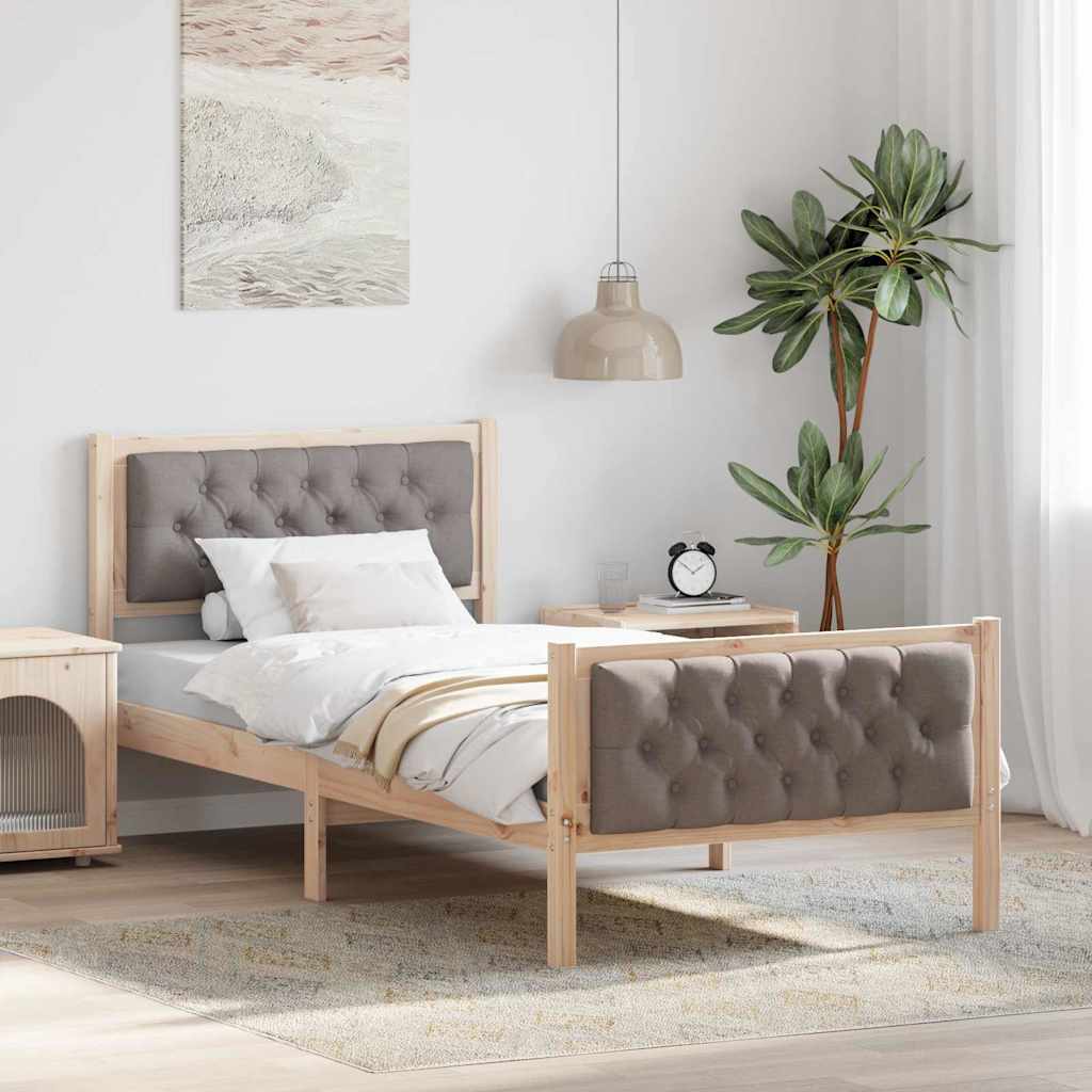 Cadre de lit avec tête de lit Taupe 90 x 190 cm Pin massif - XIOS