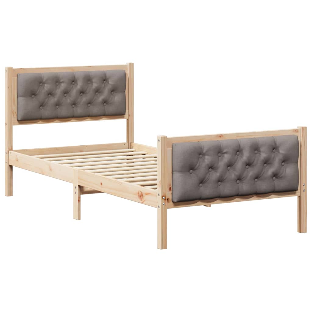 Cadre de lit avec tête de lit Taupe 90 x 190 cm Pin massif - XIOS