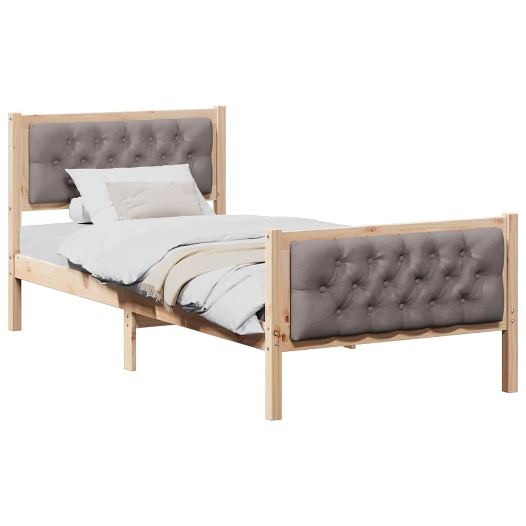 Cadre de lit avec tête de lit Taupe 90 x 190 cm Pin massif - XIOS