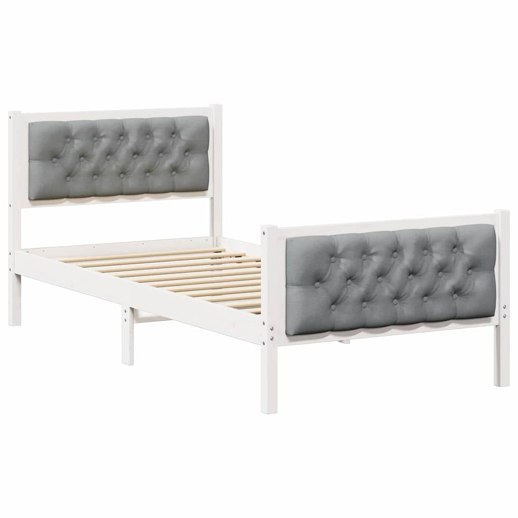 Cadre de lit avec tête de lit Gris clair 90 x 190 cm Pin massif - XIOS