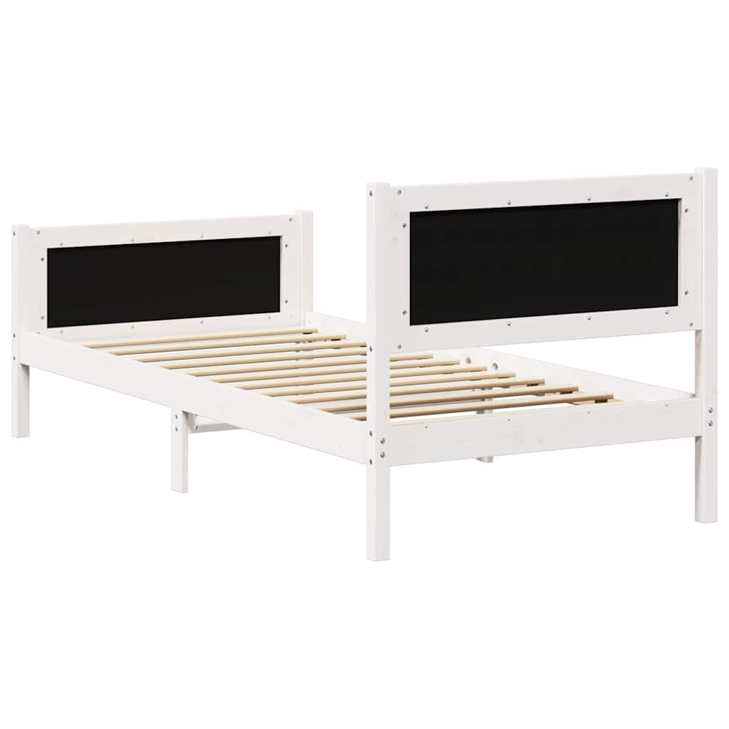 Cadre de lit avec tête de lit Gris clair 90 x 190 cm Pin massif - XIOS