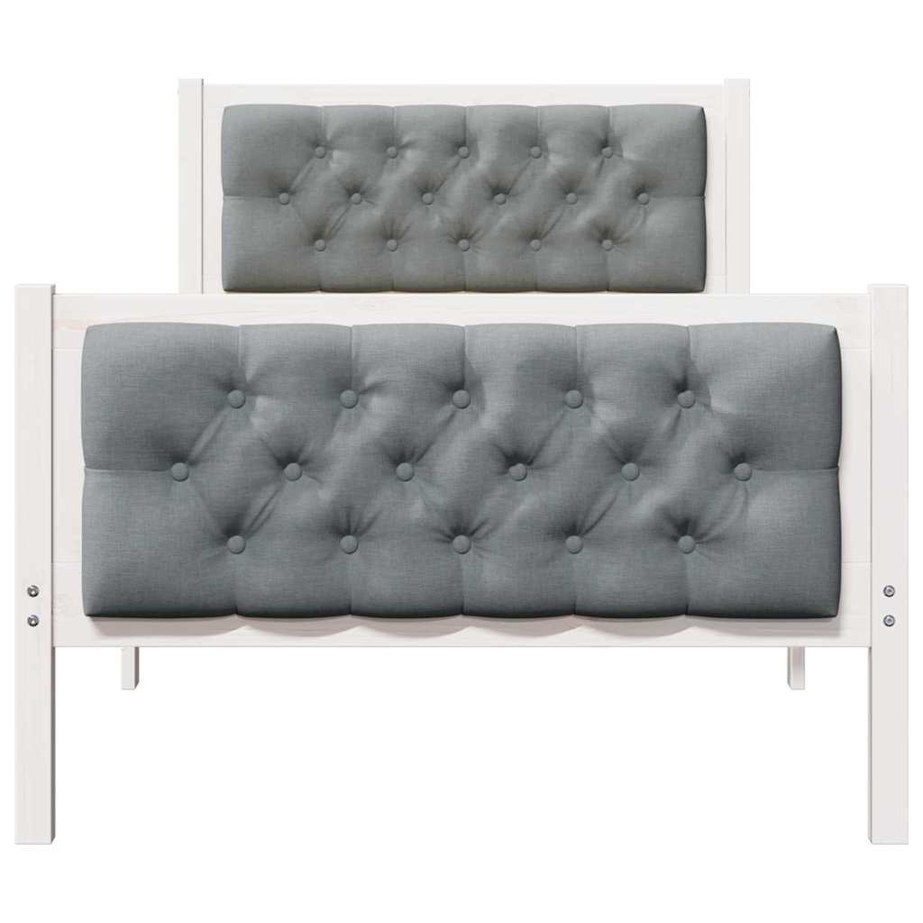 Cadre de lit avec tête de lit Gris clair 90 x 190 cm Pin massif - XIOS