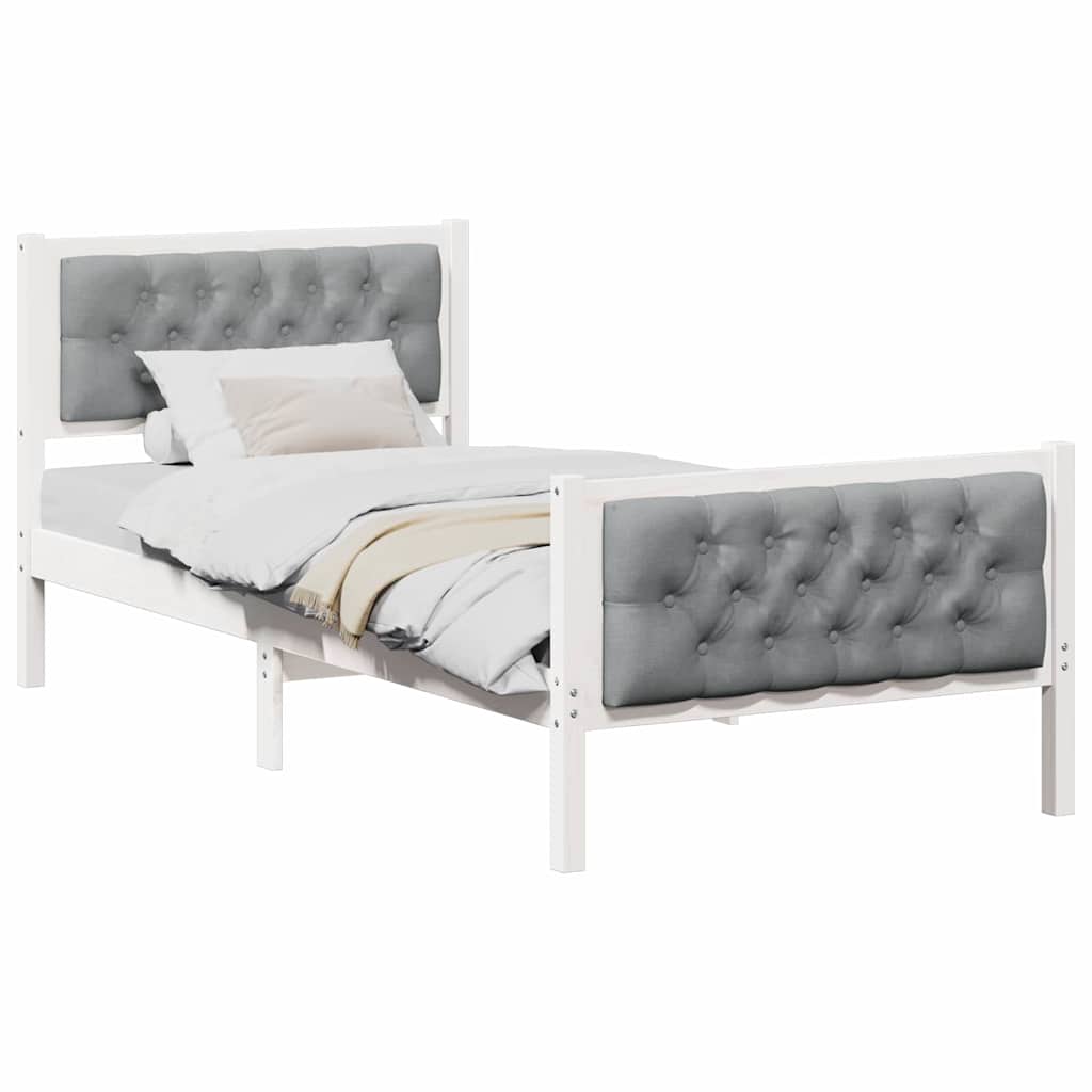 Cadre de lit avec tête de lit Gris clair 90 x 190 cm Pin massif - XIOS