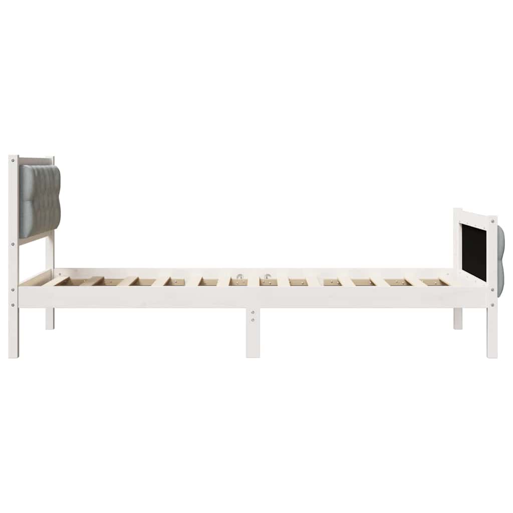 Cadre de lit avec tête de lit Gris clair 90 x 190 cm Pin massif - XIOS
