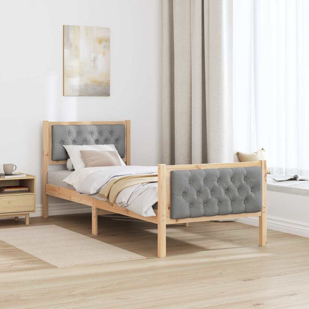 Cadre de lit avec tête de lit Gris clair 75 x 190 cm Pin massif - XIOS