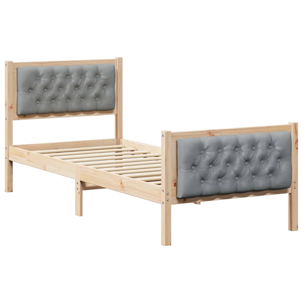 Cadre de lit avec tête de lit Gris clair 75 x 190 cm Pin massif - XIOS
