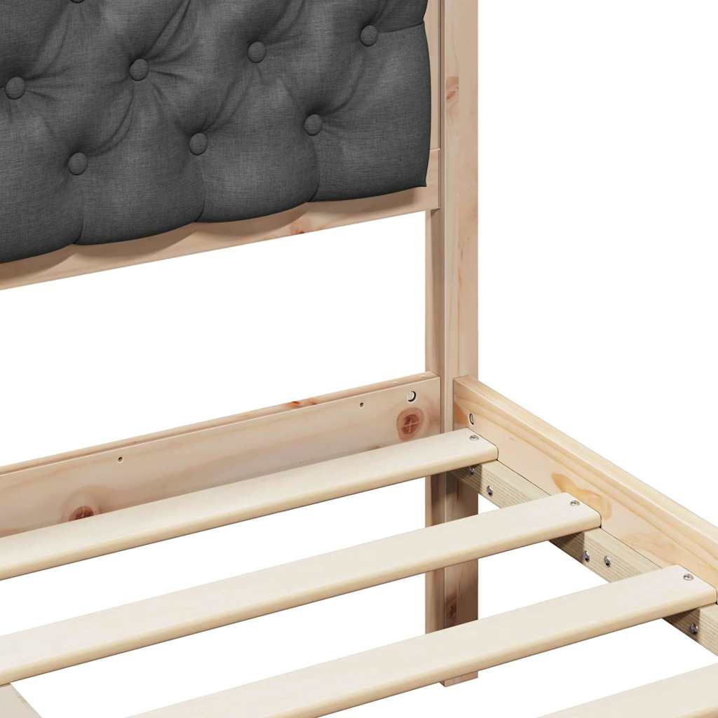 Cadre de lit avec tête de lit Gris foncé 75 x 190 cm tissu - XIOS