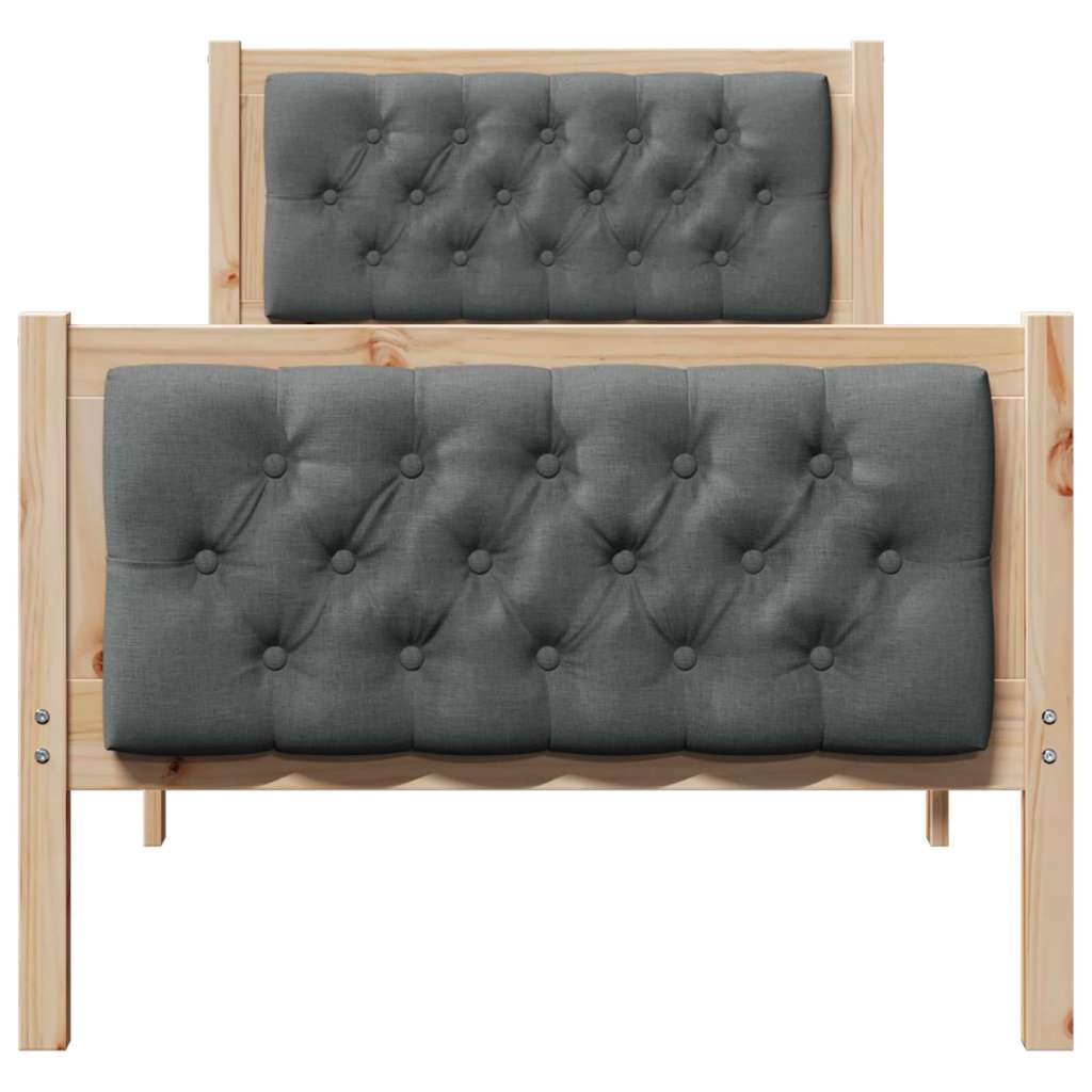 Cadre de lit avec tête de lit Gris foncé 75 x 190 cm tissu - XIOS