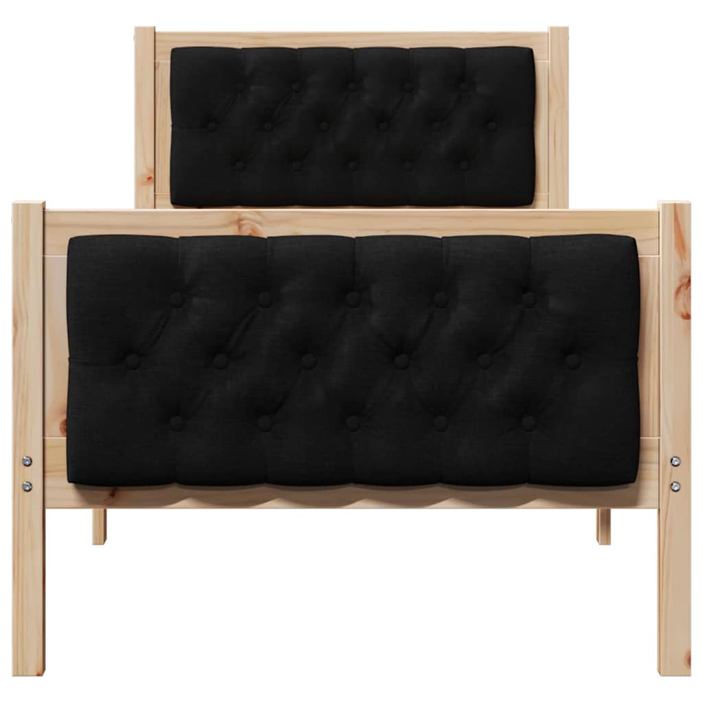 Cadre de lit avec tête de lit Noir 75 x 190 cm Pin massif - XIOS