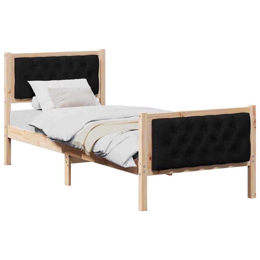 Cadre de lit avec tête de lit Noir 75 x 190 cm Pin massif - XIOS