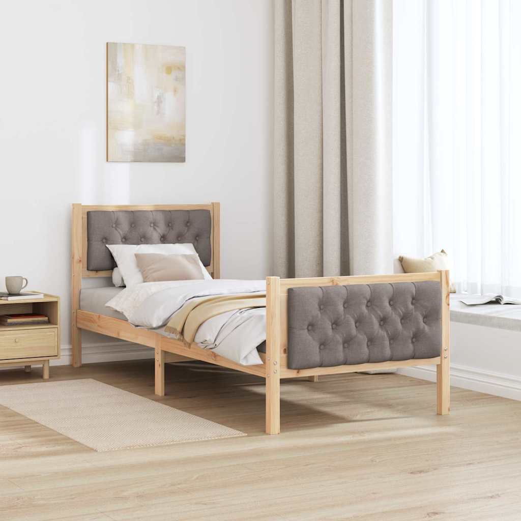 Cadre de lit avec tête de lit Taupe 75 x 190 cm Pin massif - XIOS