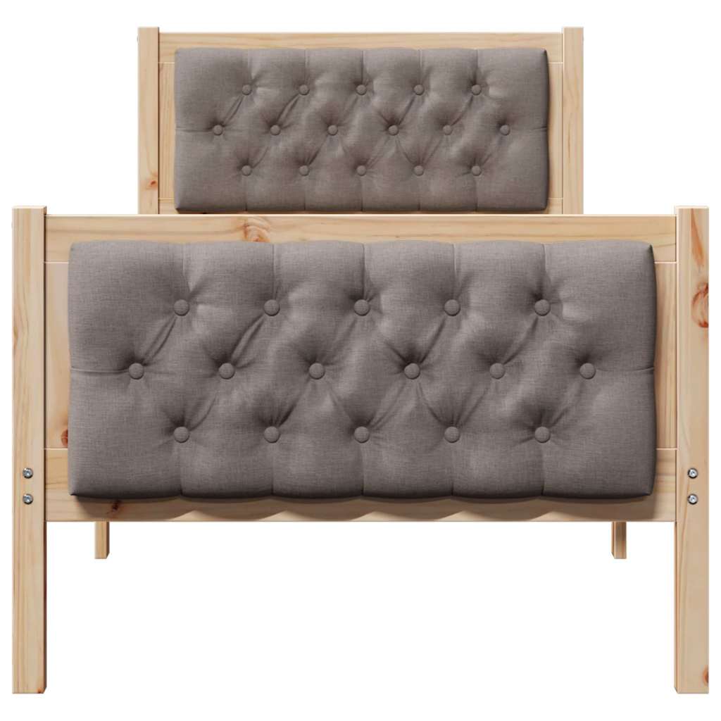 Cadre de lit avec tête de lit Taupe 75 x 190 cm Pin massif - XIOS