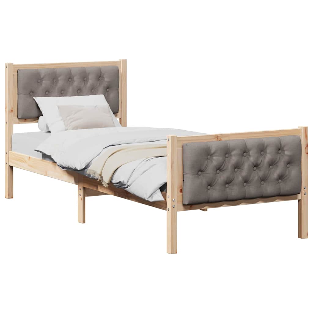 Cadre de lit avec tête de lit Taupe 75 x 190 cm Pin massif - XIOS