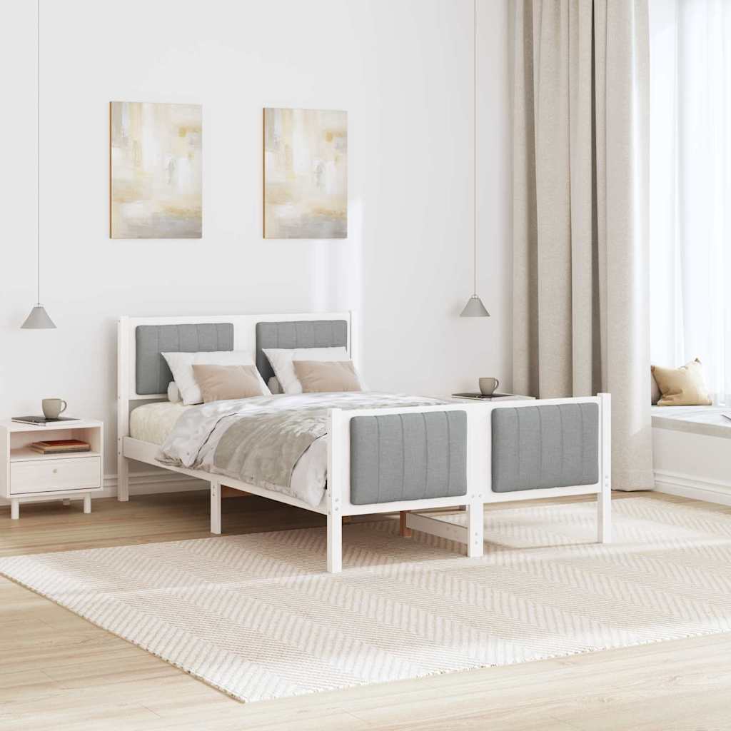 Cadre de lit avec tête de lit Blanc et gris clair 120 x 200 cm - XIOS
