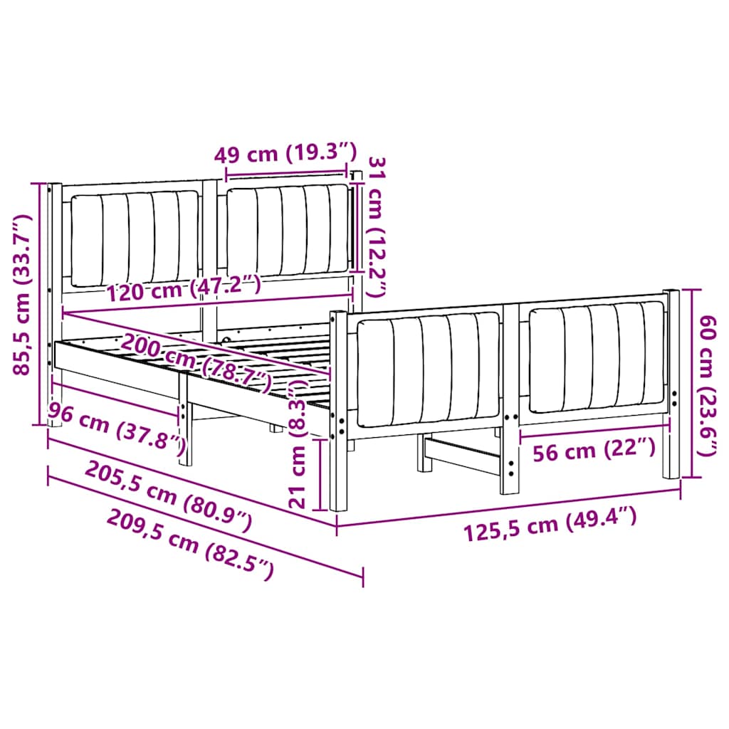 Cadre de lit avec tête de lit Blanc et gris clair 120 x 200 cm - XIOS