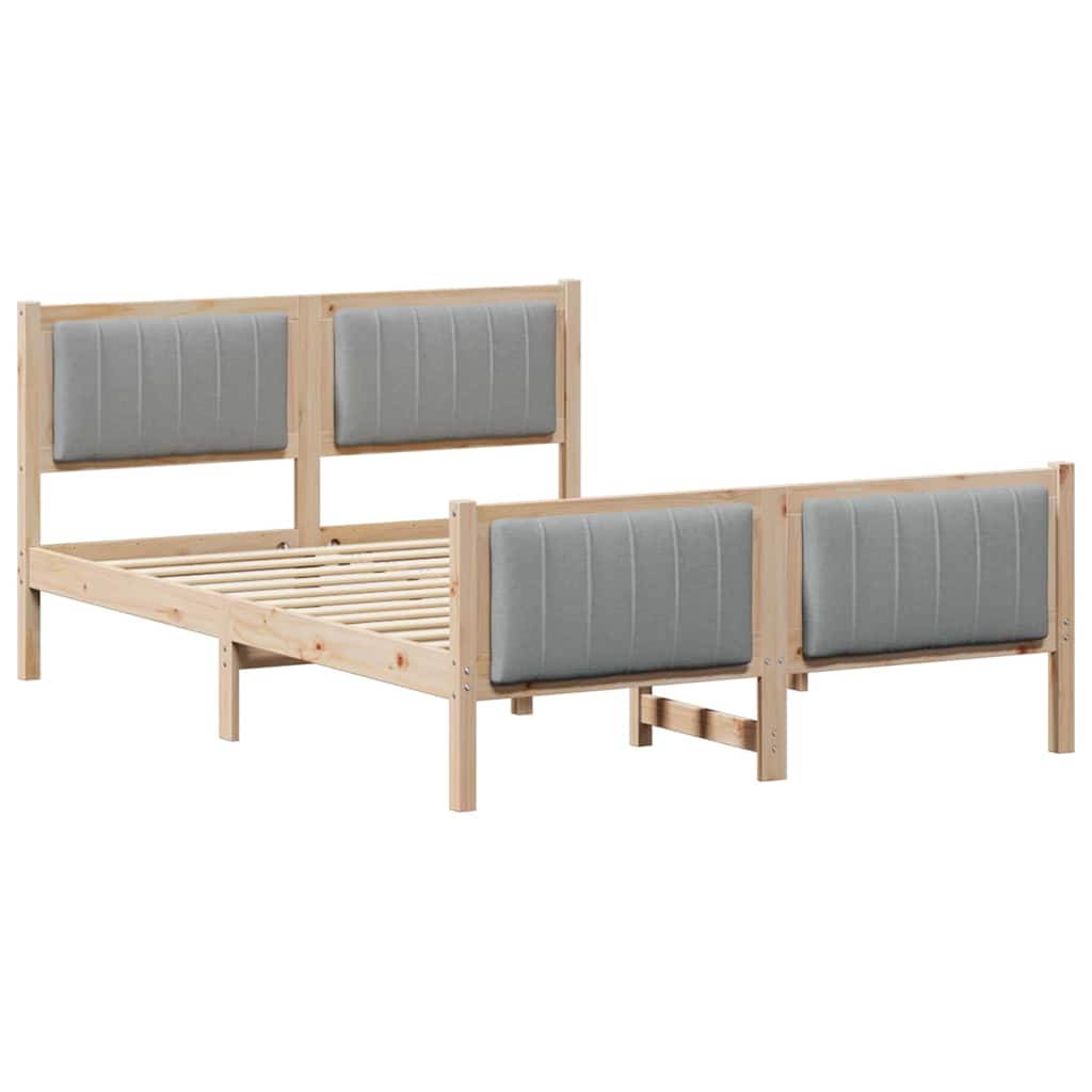 Cadre de lit avec tête de lit Marron et gris clair 135 x 190 cm - XIOS