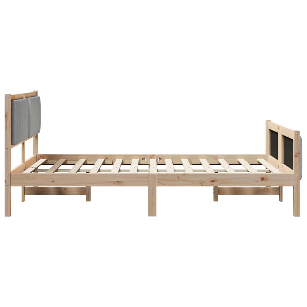 Cadre de lit avec tête de lit Marron et gris clair 135 x 190 cm - XIOS