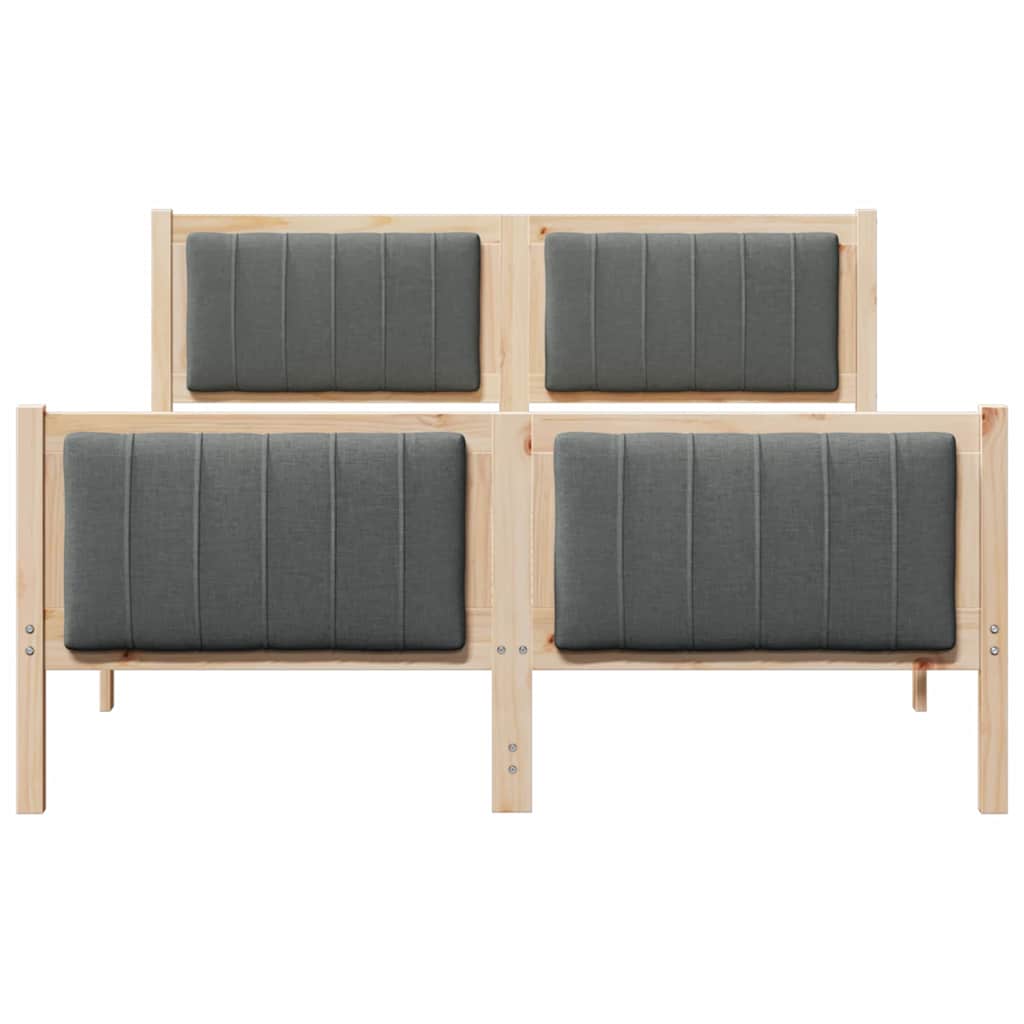 Cadre de lit avec tête de lit marron et gris foncé 135 x 190 cm - XIOS