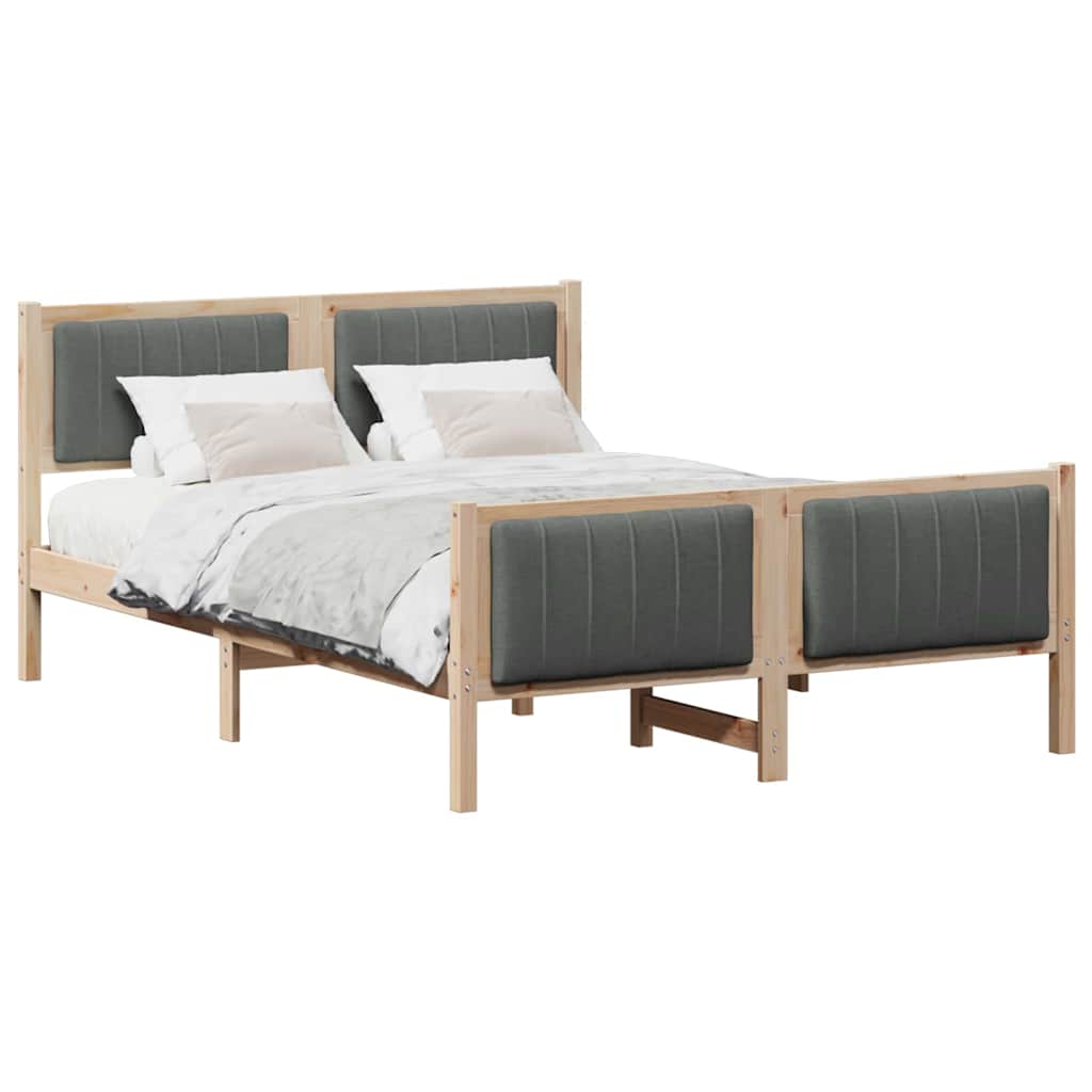 Cadre de lit avec tête de lit marron et gris foncé 135 x 190 cm - XIOS