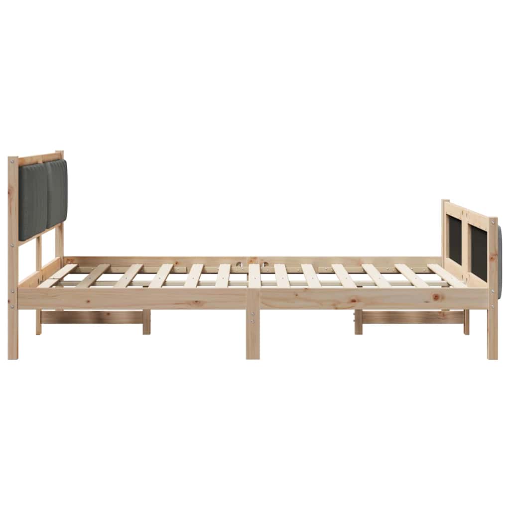 Cadre de lit avec tête de lit marron et gris foncé 135 x 190 cm - XIOS