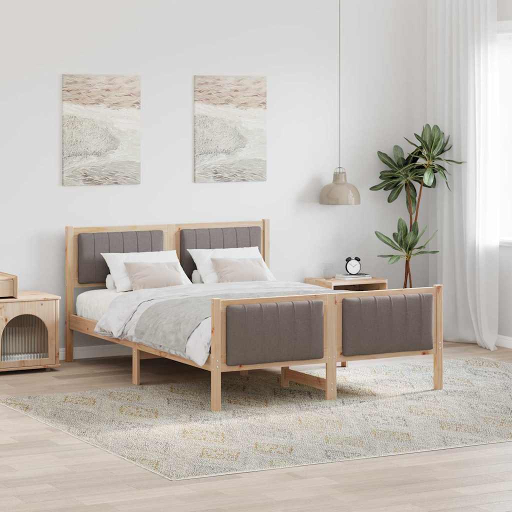 Cadre de lit Marron et taupe 135 x 190 cm Bois massif en pin - XIOS