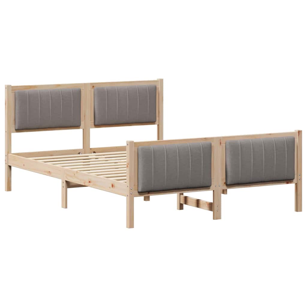 Cadre de lit Marron et taupe 135 x 190 cm Bois massif en pin - XIOS