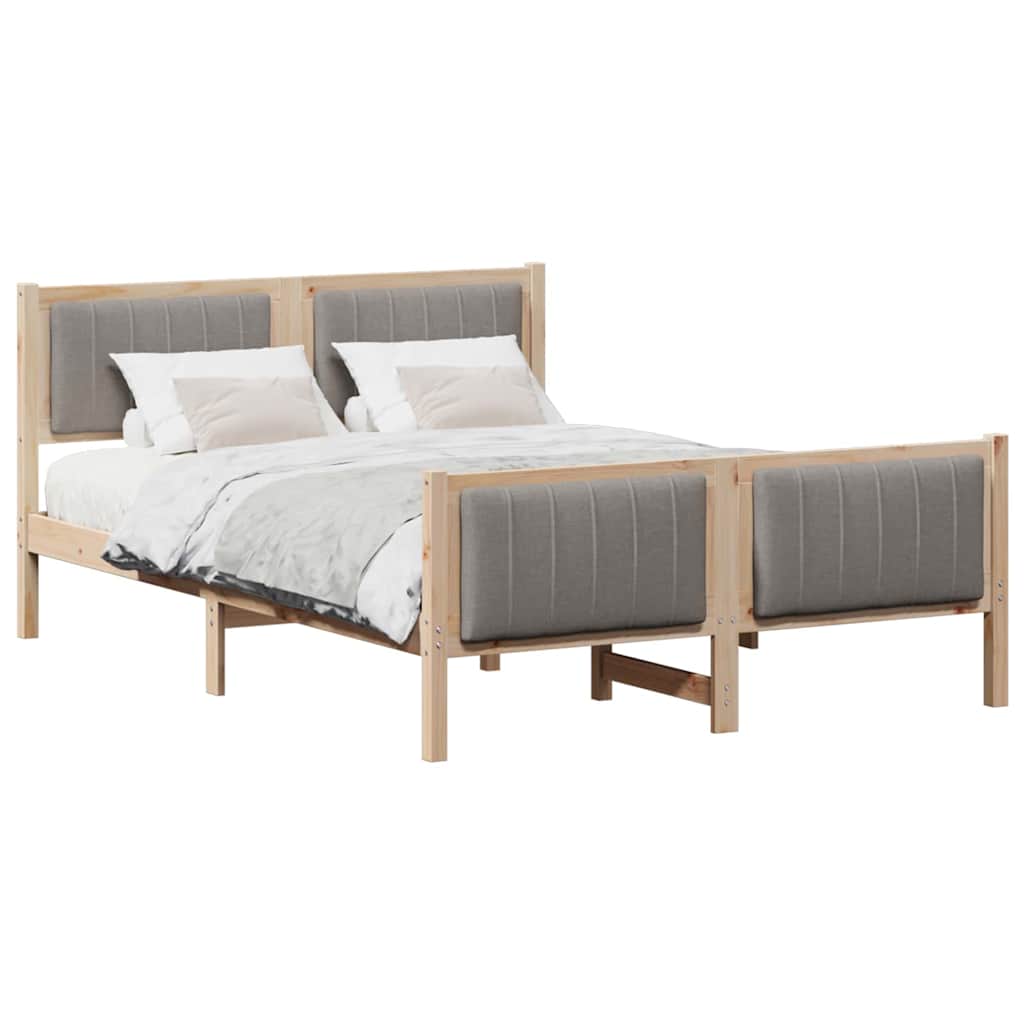 Cadre de lit Marron et taupe 135 x 190 cm Bois massif en pin - XIOS