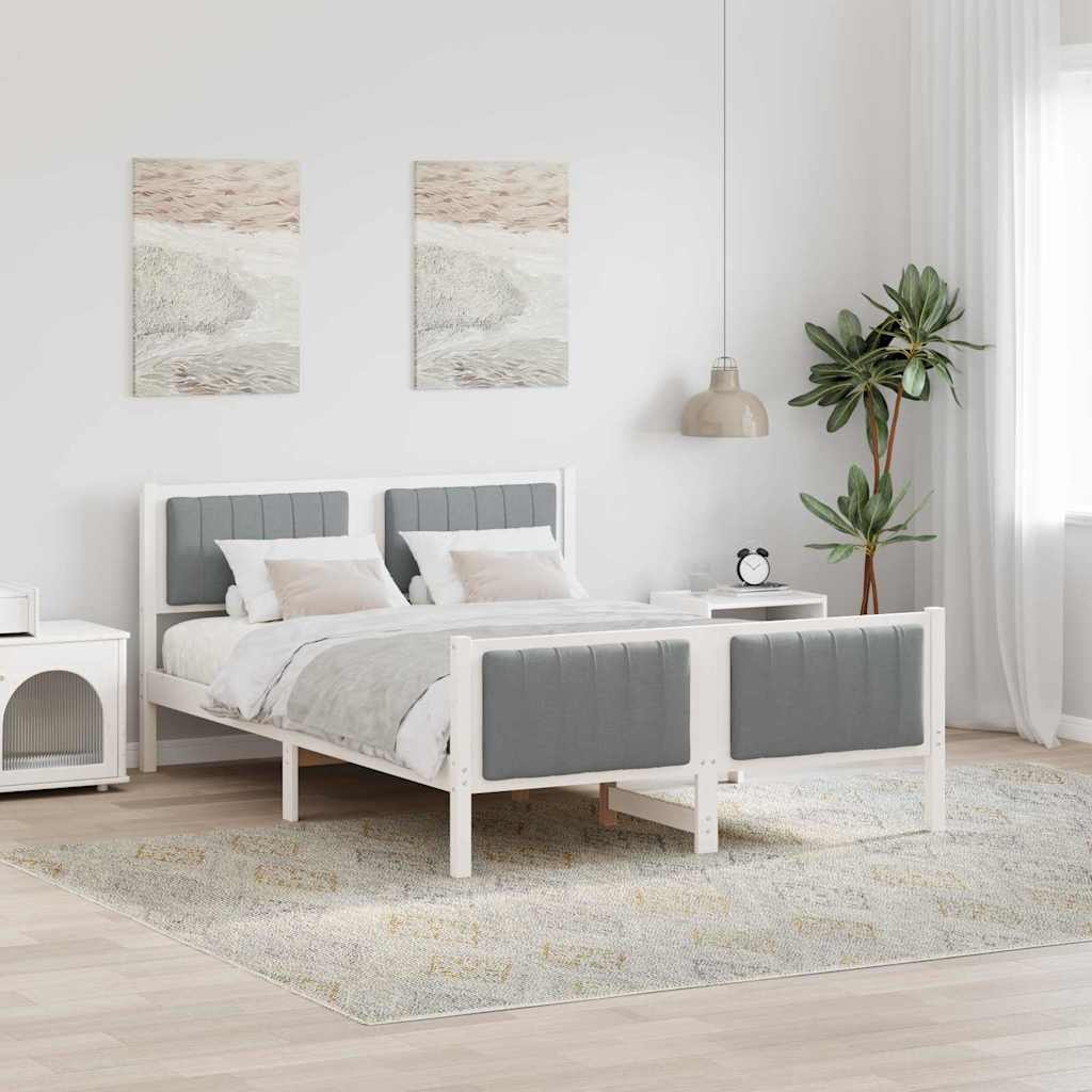 Cadre de lit avec tête de lit Blanc et gris clair 135 x 190 cm - XIOS