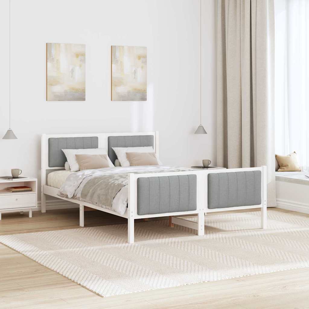 Cadre de lit avec tête de lit Blanc et gris clair 135 x 190 cm - XIOS
