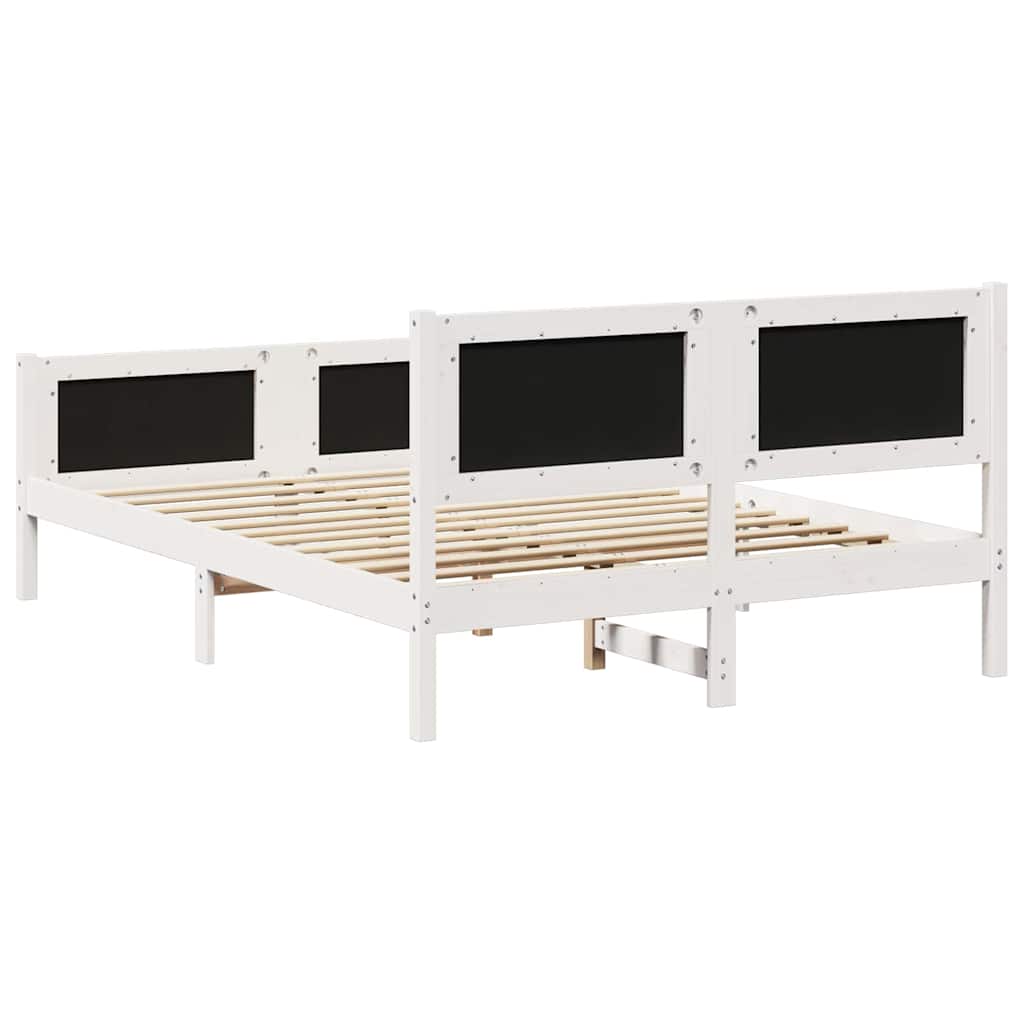 Cadre de lit avec tête de lit Blanc et gris clair 135 x 190 cm - XIOS