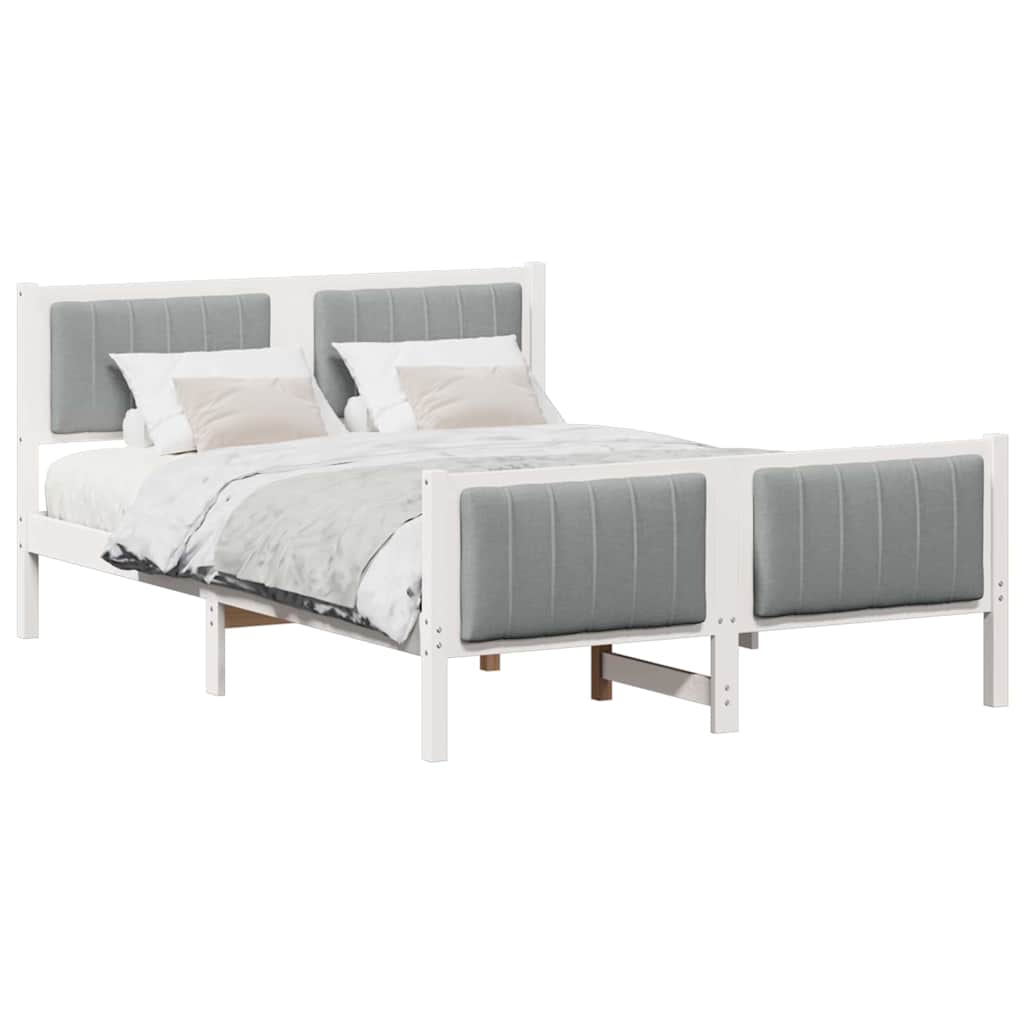 Cadre de lit avec tête de lit Blanc et gris clair 135 x 190 cm - XIOS
