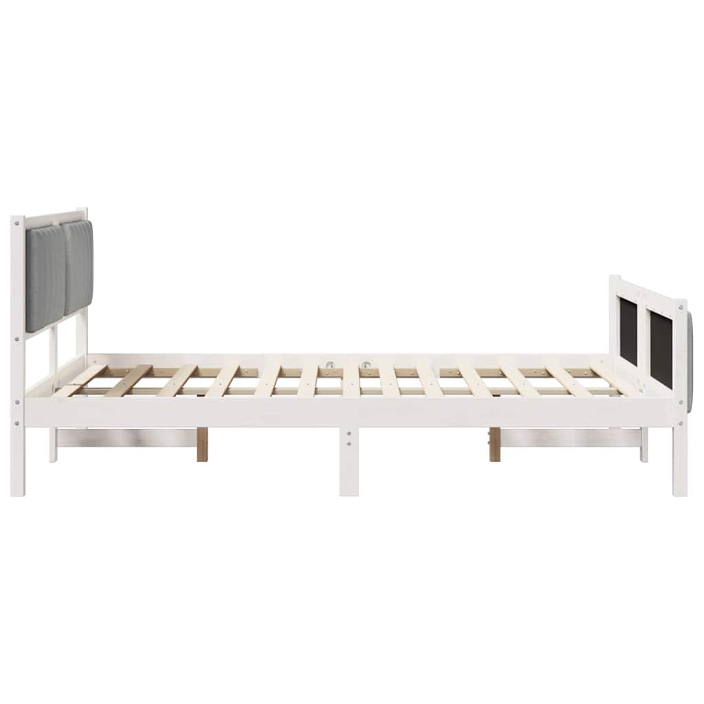 Cadre de lit avec tête de lit Blanc et gris clair 135 x 190 cm - XIOS