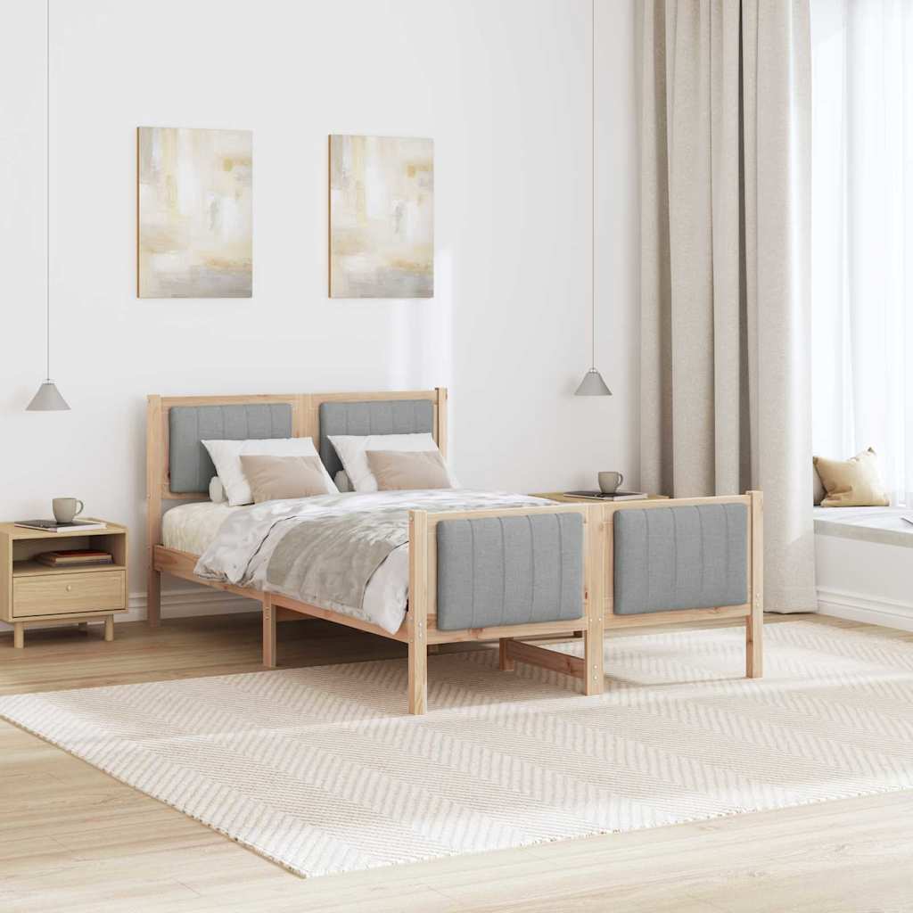 Cadre de lit avec tête de lit Marron et gris clair 120 x 190 cm - XIOS