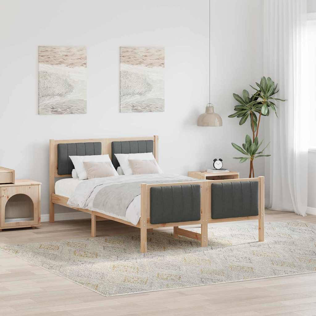 Cadre de lit avec tête de lit marron et gris foncé 120 x 190 cm - XIOS