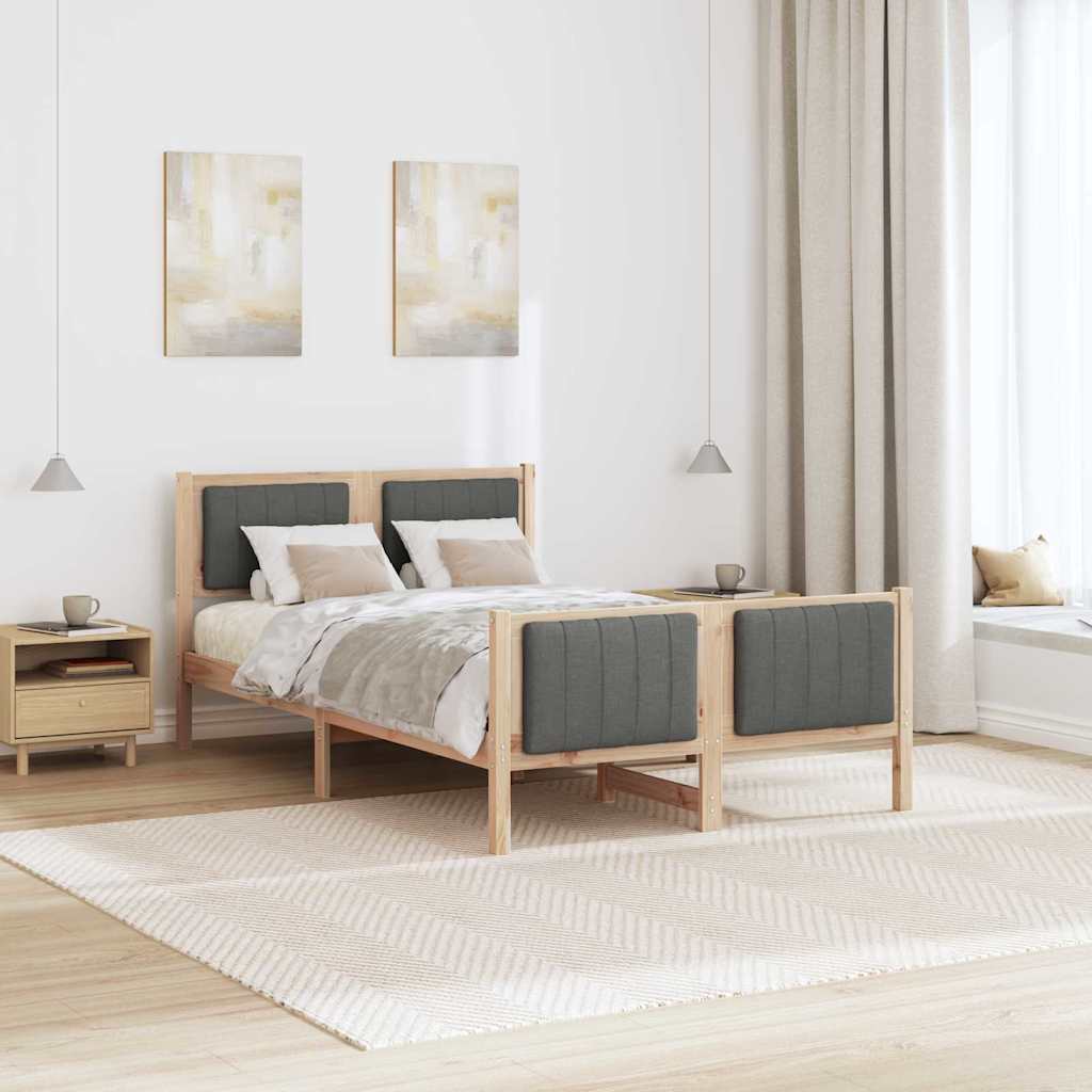 Cadre de lit avec tête de lit marron et gris foncé 120 x 190 cm - XIOS