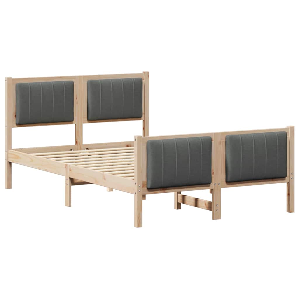 Cadre de lit avec tête de lit marron et gris foncé 120 x 190 cm - XIOS
