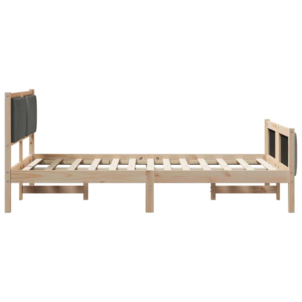 Cadre de lit avec tête de lit marron et gris foncé 120 x 190 cm - XIOS