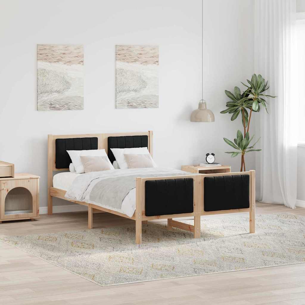 Cadre de lit Marron et noir 120 x 190 cm Bois massif en pin - XIOS