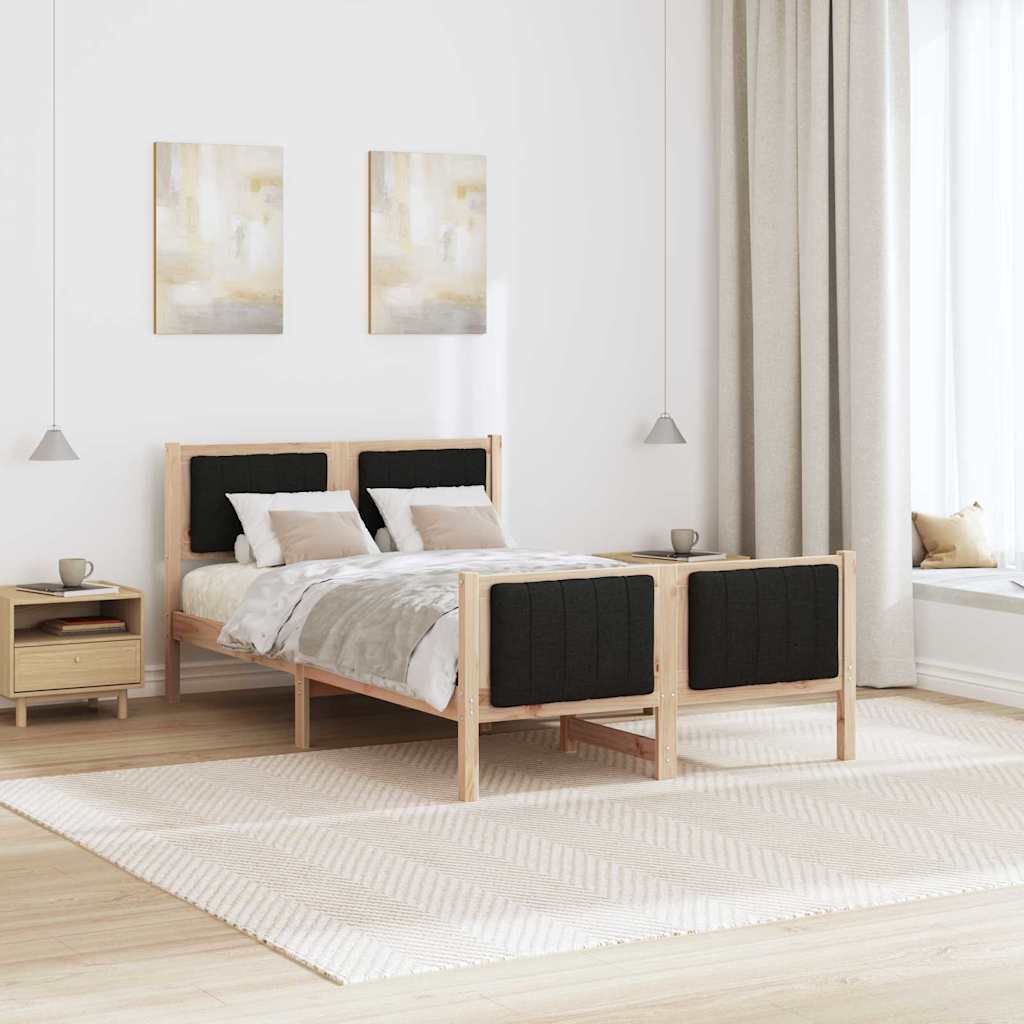 Cadre de lit Marron et noir 120 x 190 cm Bois massif en pin - XIOS