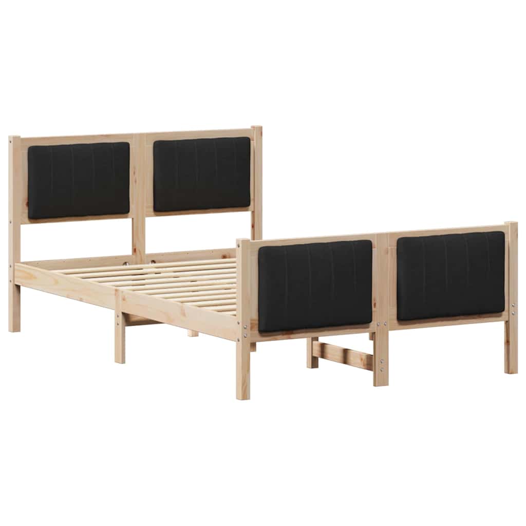 Cadre de lit Marron et noir 120 x 190 cm Bois massif en pin - XIOS