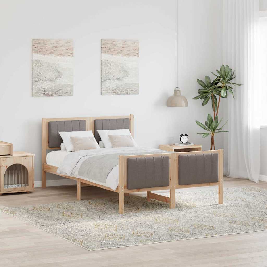 Cadre de lit Marron et taupe 120 x 190 cm Bois massif en pin - XIOS
