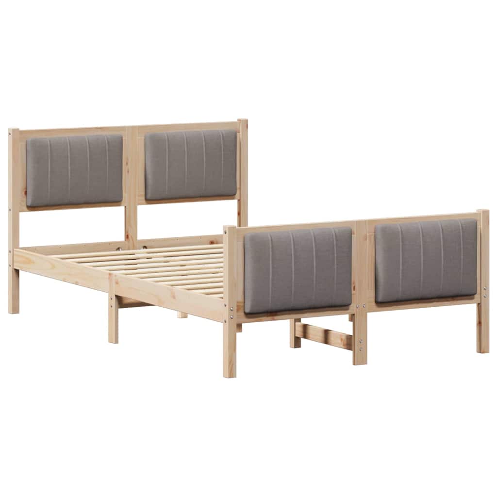 Cadre de lit Marron et taupe 120 x 190 cm Bois massif en pin - XIOS