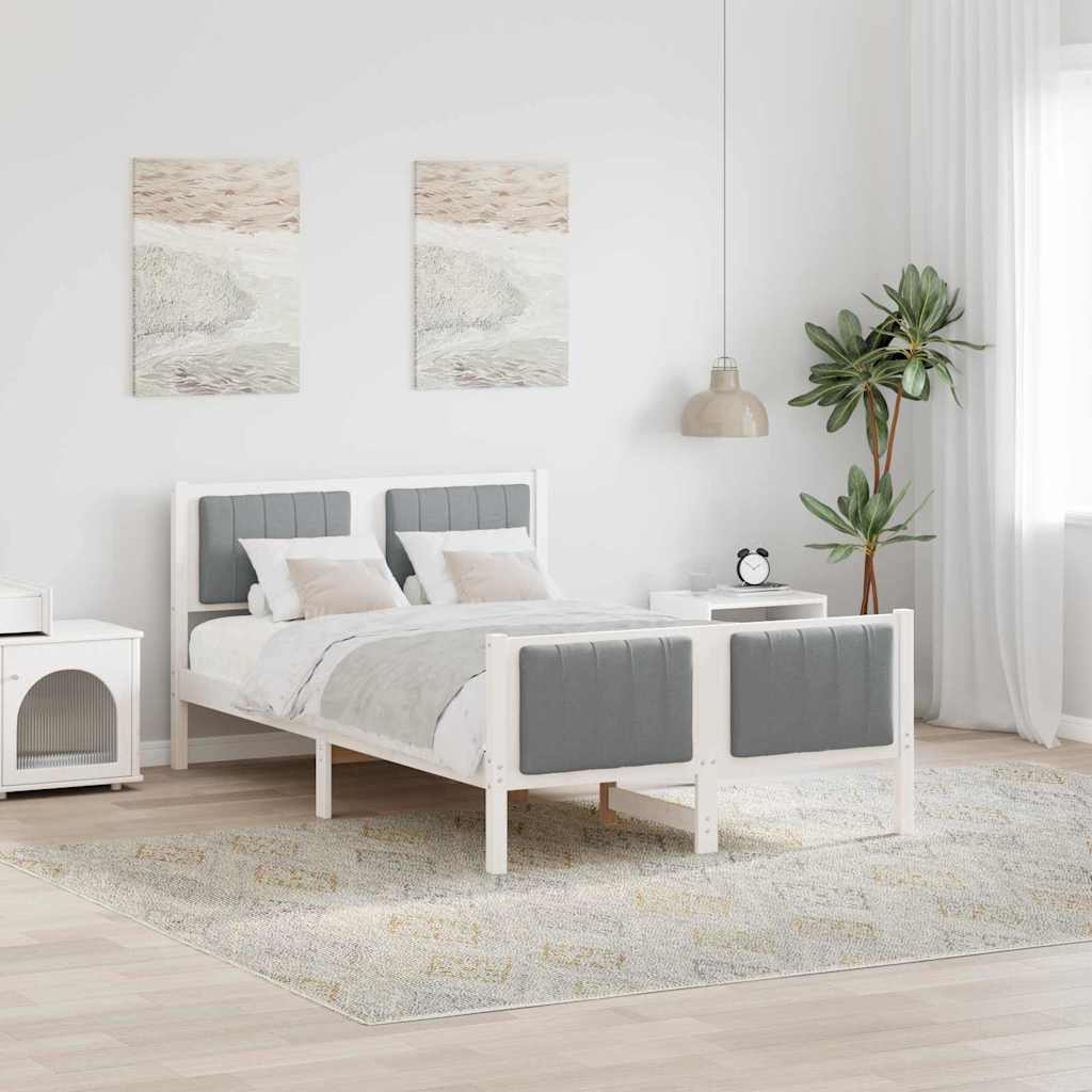 Cadre de lit avec tête de lit Blanc et gris clair 120 x 190 cm - XIOS