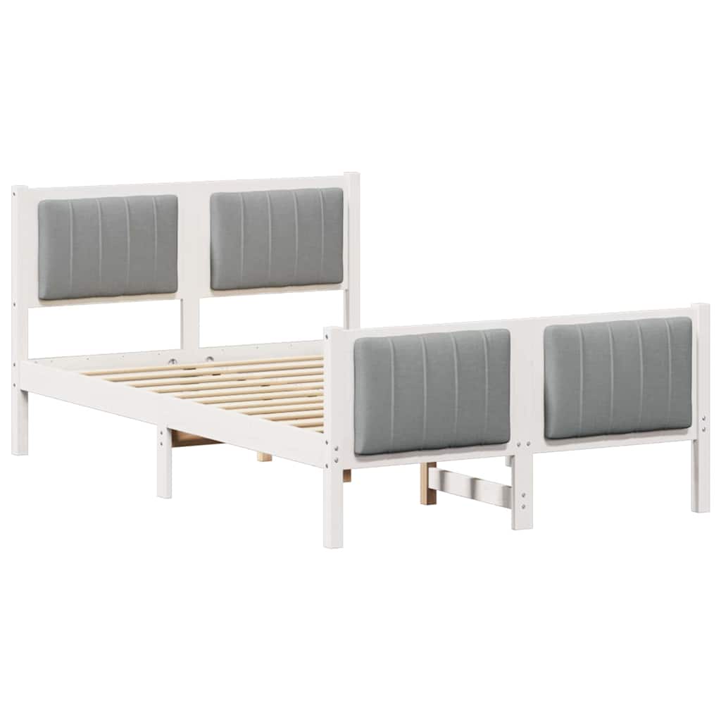 Cadre de lit avec tête de lit Blanc et gris clair 120 x 190 cm - XIOS